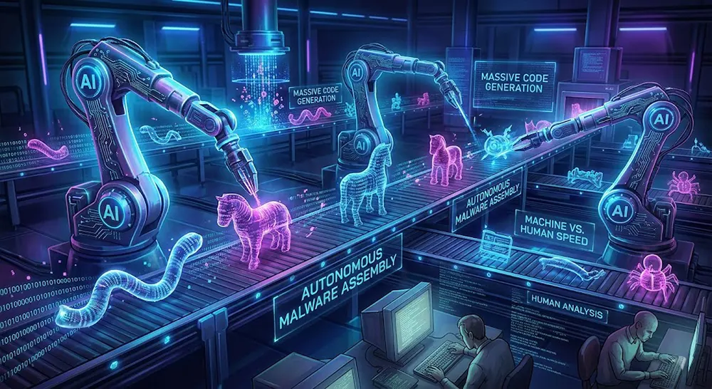 Automated production of Generative AI Malware through machine learning pipelines.