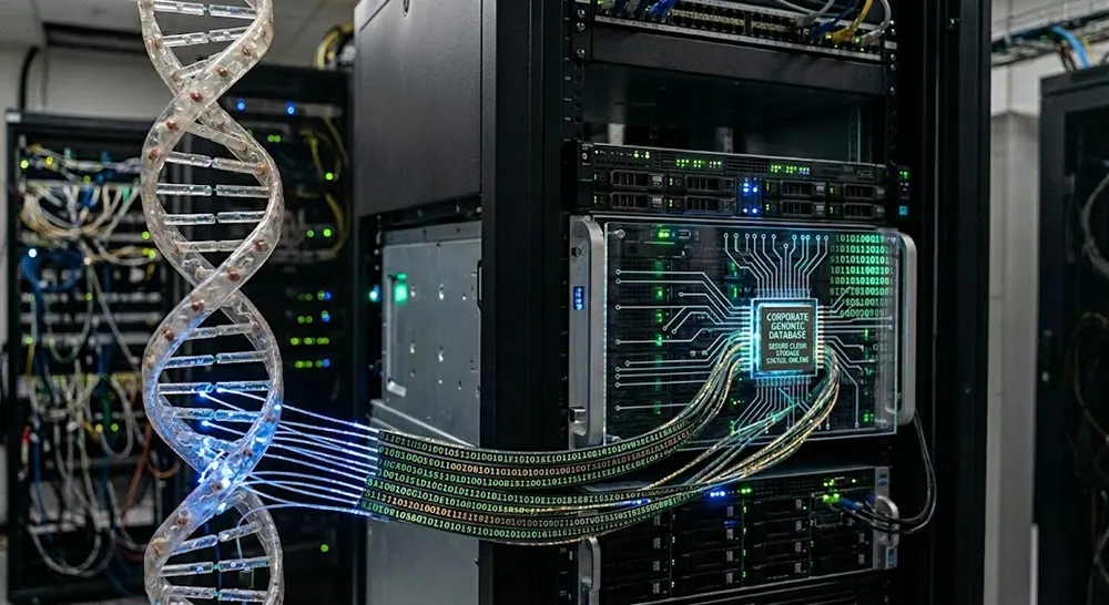 An investigative graphic detailing how to privatize your DNA against corporate data brokers and cloud vulnerabilities.
